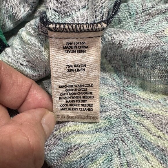 Soft Surroundings Sidnei Wide Leg Crop Palazzo Pants Linen Blend Palm SZ 2XL - Picture 10 of 14